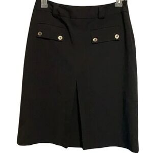 Intriguing Threads Skirt Faux Pockets Black Academia Professional Office Size 8